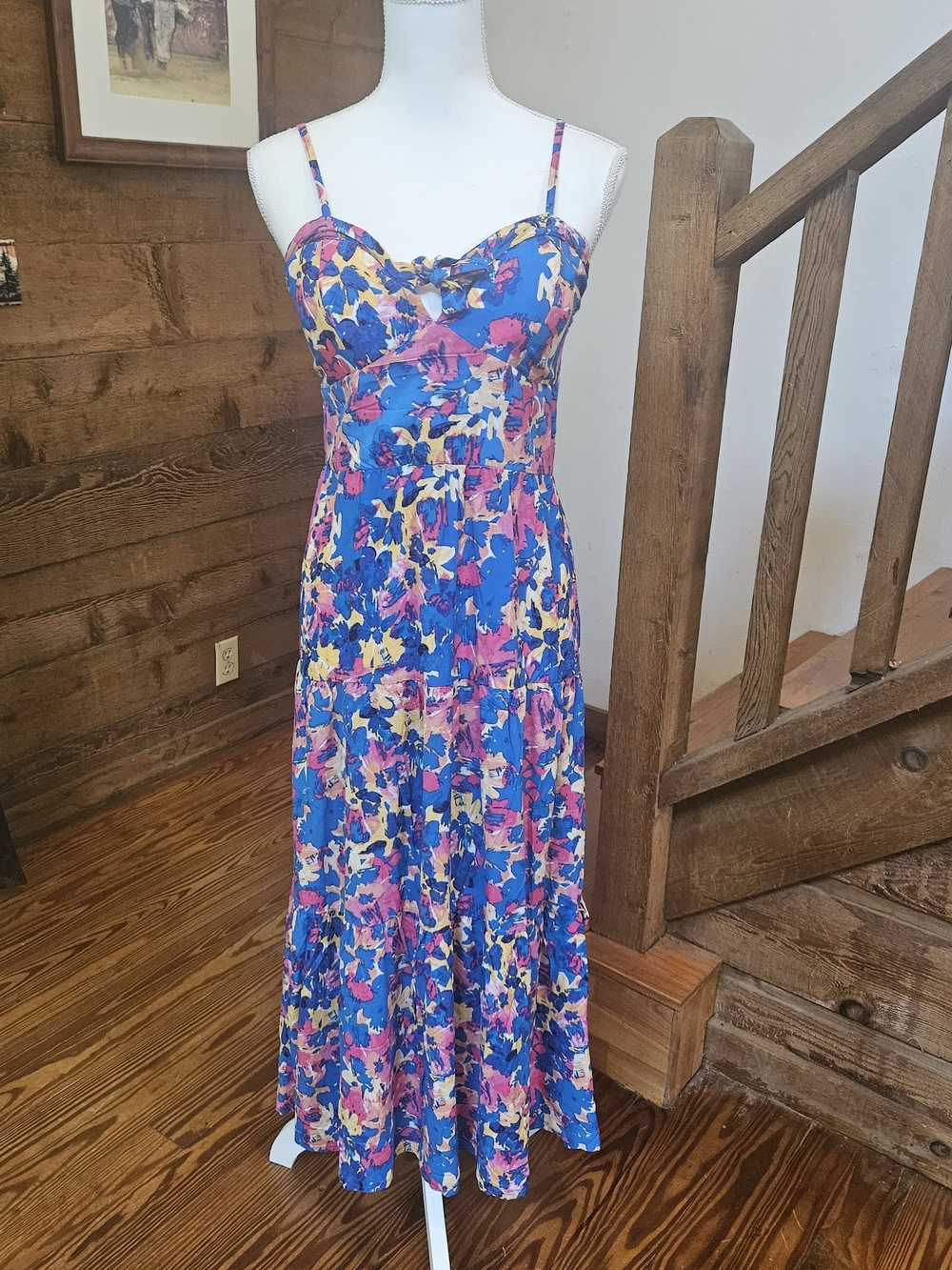 New Look Blue Pink Yellow Floral Maxi Dress